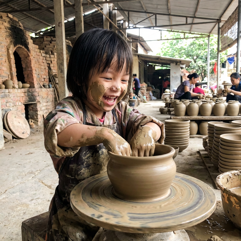 Family friendly things to do in Hanoi pottery making